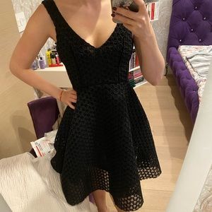 Maje Black Dress with Lace - Size EU 1/ US S